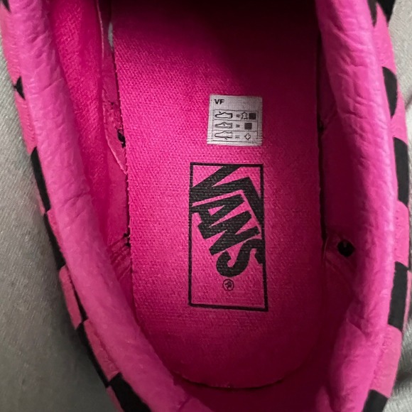 Vans Old Skool Checkerboard Pink Black Canvas Suede Low Top Skate Shoes - Picture 7 of 8